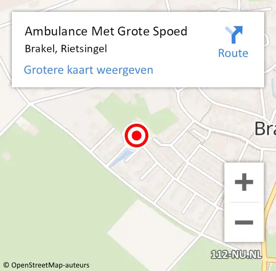 Locatie op kaart van de 112 melding: Ambulance Met Grote Spoed Naar Brakel, Rietsingel op 4 december 2022 17:21