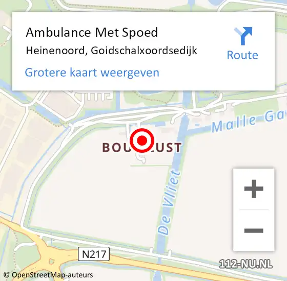 Locatie op kaart van de 112 melding: Ambulance Met Spoed Naar Heinenoord, Goidschalxoordsedijk op 4 december 2022 17:27