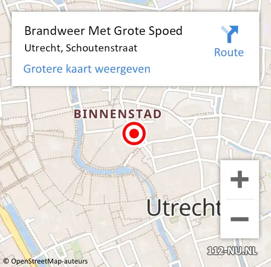 Locatie op kaart van de 112 melding: Brandweer Met Grote Spoed Naar Utrecht, Schoutenstraat op 4 december 2022 17:30