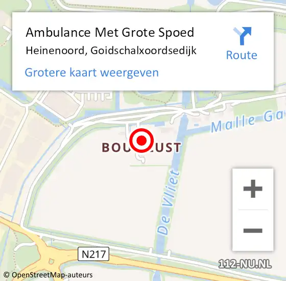 Locatie op kaart van de 112 melding: Ambulance Met Grote Spoed Naar Heinenoord, Goidschalxoordsedijk op 4 december 2022 17:31