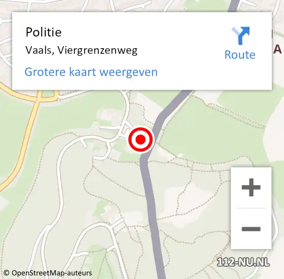 Locatie op kaart van de 112 melding: Politie Vaals, Viergrenzenweg op 4 december 2022 17:41