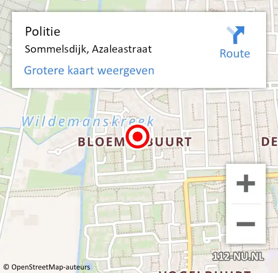 Locatie op kaart van de 112 melding: Politie Sommelsdijk, Azaleastraat op 4 december 2022 18:03