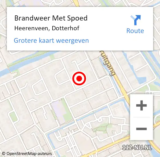 Locatie op kaart van de 112 melding: Brandweer Met Spoed Naar Heerenveen, Dotterhof op 4 december 2022 18:29