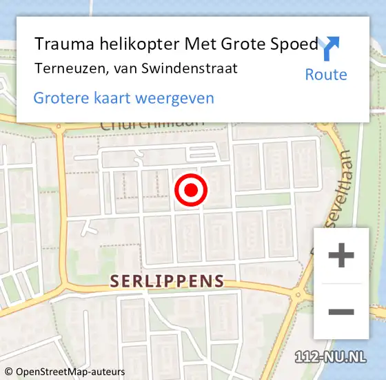 Locatie op kaart van de 112 melding: Trauma helikopter Met Grote Spoed Naar Terneuzen, van Swindenstraat op 4 december 2022 18:30