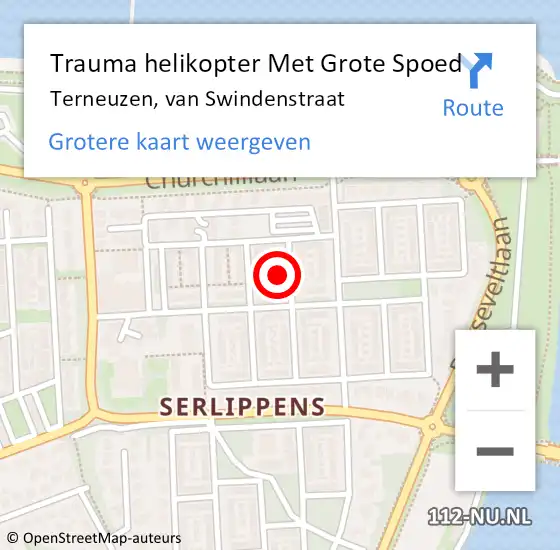 Locatie op kaart van de 112 melding: Trauma helikopter Met Grote Spoed Naar Terneuzen, van Swindenstraat op 4 december 2022 18:31
