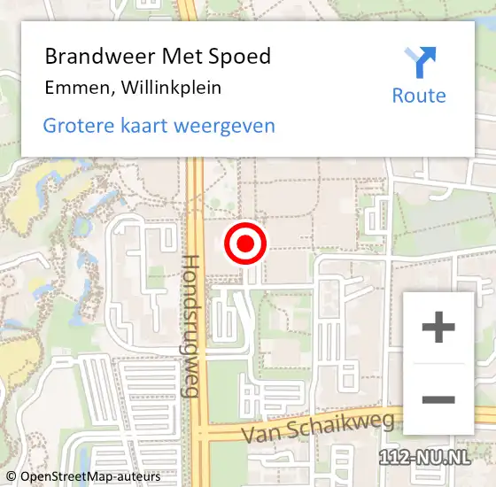 Locatie op kaart van de 112 melding: Brandweer Met Spoed Naar Emmen, Willinkplein op 4 december 2022 18:31