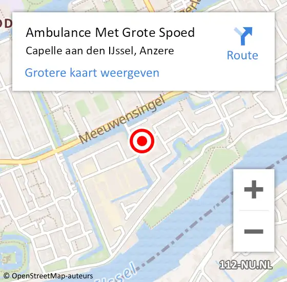 Locatie op kaart van de 112 melding: Ambulance Met Grote Spoed Naar Capelle aan den IJssel, Anzere op 4 december 2022 18:52