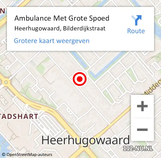 Locatie op kaart van de 112 melding: Ambulance Met Grote Spoed Naar Heerhugowaard, Bilderdijkstraat op 4 december 2022 18:53