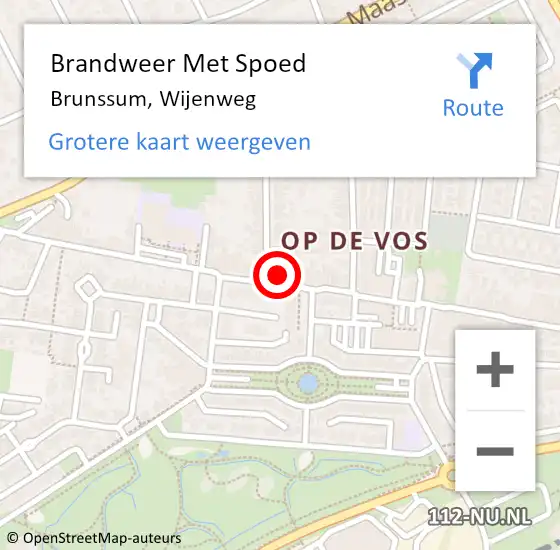 Locatie op kaart van de 112 melding: Brandweer Met Spoed Naar Brunssum, Wijenweg op 4 december 2022 19:45