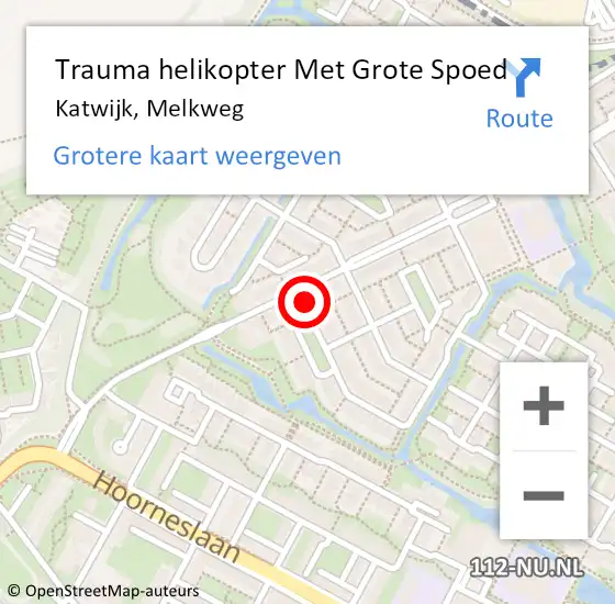 Locatie op kaart van de 112 melding: Trauma helikopter Met Grote Spoed Naar Katwijk, Melkweg op 4 december 2022 19:47