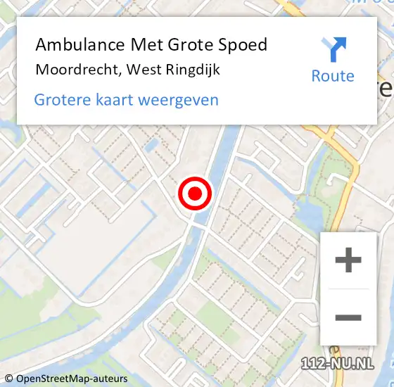 Locatie op kaart van de 112 melding: Ambulance Met Grote Spoed Naar Moordrecht, West Ringdijk op 4 december 2022 20:17