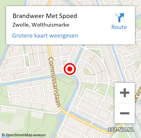 Locatie op kaart van de 112 melding: Brandweer Met Spoed Naar Zwolle, Wolthuismarke op 4 december 2022 20:46