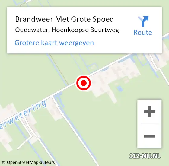 Locatie op kaart van de 112 melding: Brandweer Met Grote Spoed Naar Oudewater, Hoenkoopse Buurtweg op 4 december 2022 20:48