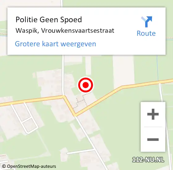Locatie op kaart van de 112 melding: Politie Geen Spoed Naar Waspik, Vrouwkensvaartsestraat op 4 december 2022 20:48