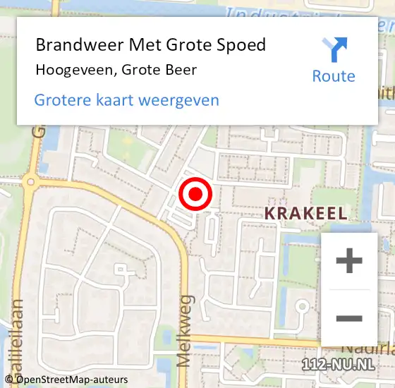 Locatie op kaart van de 112 melding: Brandweer Met Grote Spoed Naar Hoogeveen, Grote Beer op 4 december 2022 20:50