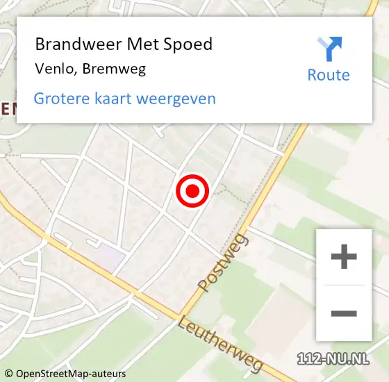 Locatie op kaart van de 112 melding: Brandweer Met Spoed Naar Venlo, Bremweg op 4 december 2022 20:55