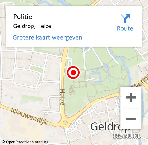 Locatie op kaart van de 112 melding: Politie Geldrop, Helze op 4 december 2022 21:16