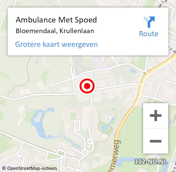 Locatie op kaart van de 112 melding: Ambulance Met Spoed Naar Bloemendaal, Krullenlaan op 4 december 2022 21:40