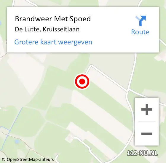 Locatie op kaart van de 112 melding: Brandweer Met Spoed Naar De Lutte, Kruisseltlaan op 4 december 2022 22:06