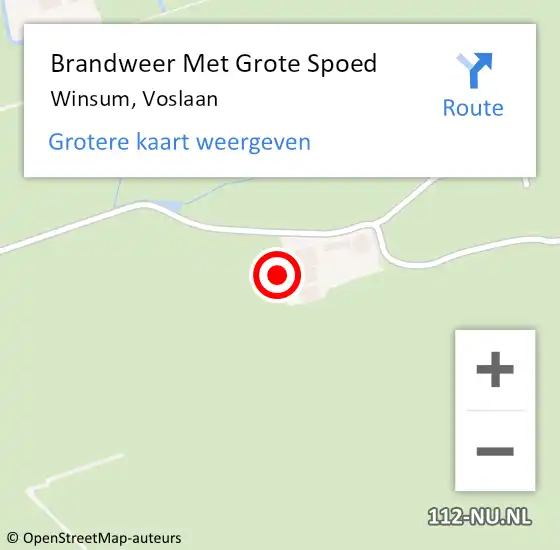 Locatie op kaart van de 112 melding: Brandweer Met Grote Spoed Naar Winsum, Voslaan op 4 december 2022 22:16