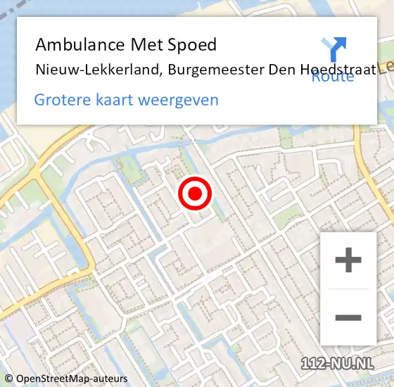 Locatie op kaart van de 112 melding: Ambulance Met Spoed Naar Nieuw-Lekkerland, Burgemeester Den Hoedstraat op 4 december 2022 22:53