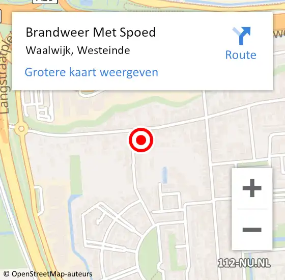 Locatie op kaart van de 112 melding: Brandweer Met Spoed Naar Waalwijk, Westeinde op 4 december 2022 22:54