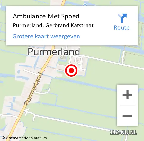 Locatie op kaart van de 112 melding: Ambulance Met Spoed Naar Purmerland, Gerbrand Katstraat op 4 december 2022 23:38
