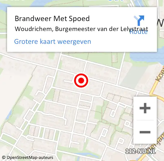 Locatie op kaart van de 112 melding: Brandweer Met Spoed Naar Woudrichem, Burgemeester van der Lelystraat op 5 december 2022 00:12