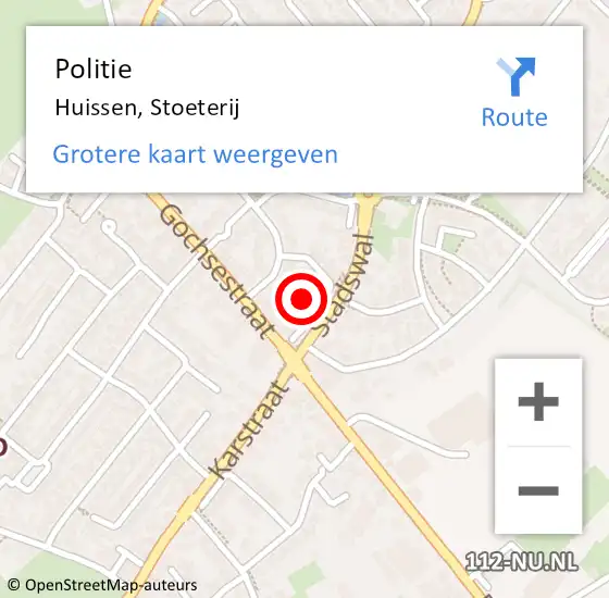 Locatie op kaart van de 112 melding: Politie Huissen, Stoeterij op 5 december 2022 00:13