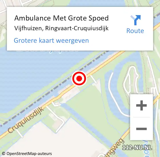 Locatie op kaart van de 112 melding: Ambulance Met Grote Spoed Naar Vijfhuizen, Ringvaart-Cruquiusdijk op 5 december 2022 00:40