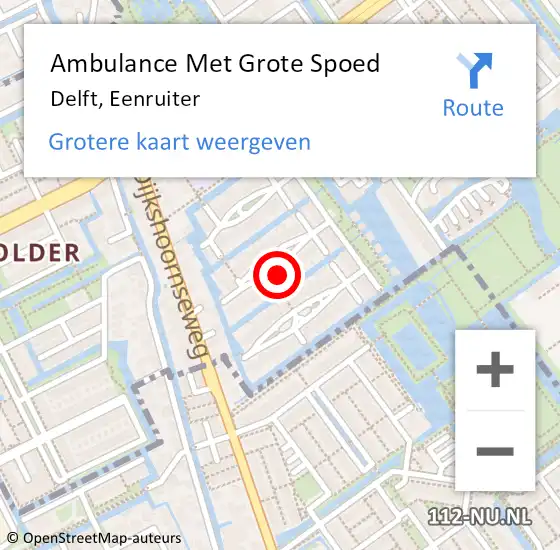 Locatie op kaart van de 112 melding: Ambulance Met Grote Spoed Naar Delft, Eenruiter op 5 december 2022 01:06