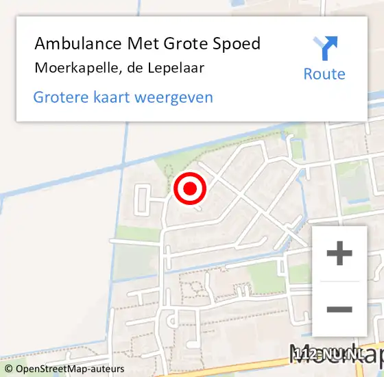 Locatie op kaart van de 112 melding: Ambulance Met Grote Spoed Naar Moerkapelle, de Lepelaar op 5 december 2022 01:55