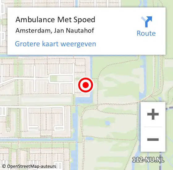 Locatie op kaart van de 112 melding: Ambulance Met Spoed Naar Amsterdam, Jan Nautahof op 5 december 2022 01:59