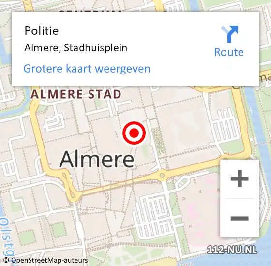 Locatie op kaart van de 112 melding: Politie Almere, Stadhuisplein op 5 december 2022 02:33