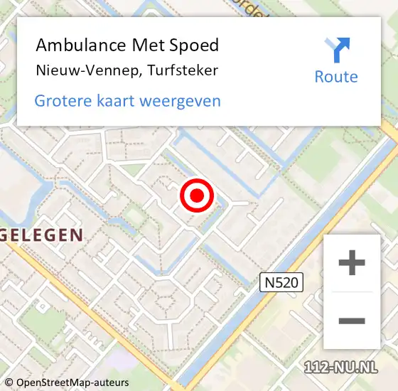 Locatie op kaart van de 112 melding: Ambulance Met Spoed Naar Nieuw-Vennep, Turfsteker op 5 december 2022 02:45