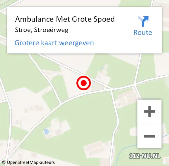 Locatie op kaart van de 112 melding: Ambulance Met Grote Spoed Naar Stroe, Stroeërweg op 5 december 2022 03:21