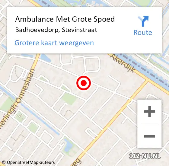 Locatie op kaart van de 112 melding: Ambulance Met Grote Spoed Naar Badhoevedorp, Stevinstraat op 5 december 2022 04:10