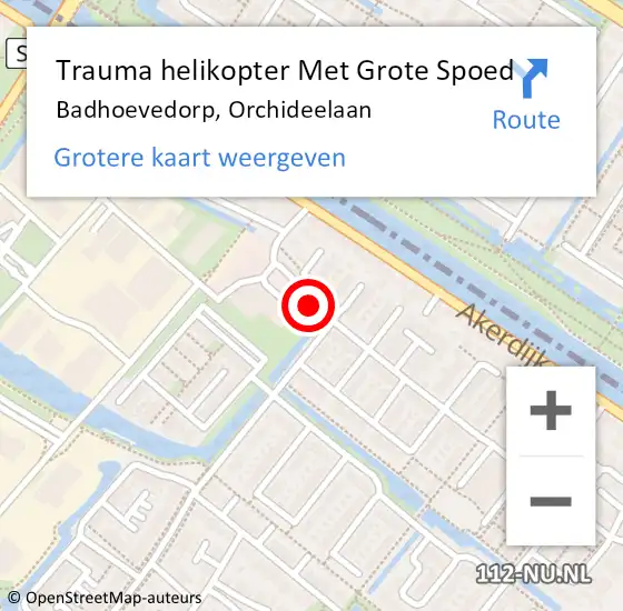 Locatie op kaart van de 112 melding: Trauma helikopter Met Grote Spoed Naar Badhoevedorp, Orchideelaan op 5 december 2022 04:10