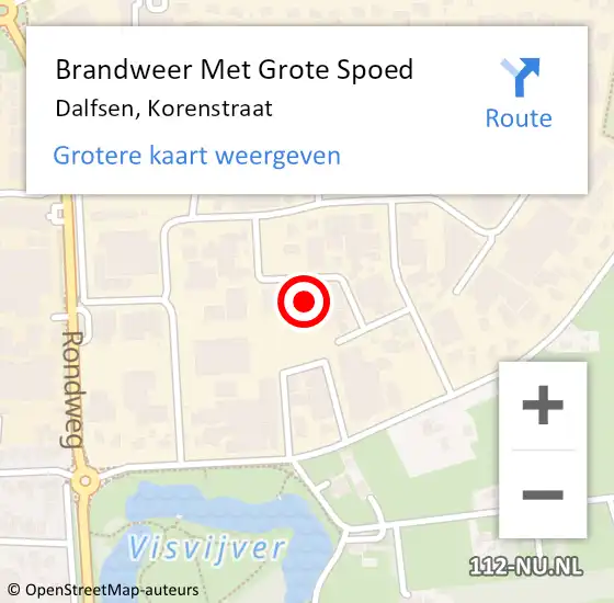 Locatie op kaart van de 112 melding: Brandweer Met Grote Spoed Naar Dalfsen, Korenstraat op 5 december 2022 05:27