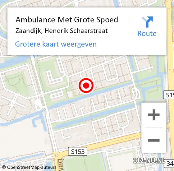 Locatie op kaart van de 112 melding: Ambulance Met Grote Spoed Naar Zaandijk, Hendrik Schaarstraat op 5 december 2022 05:41