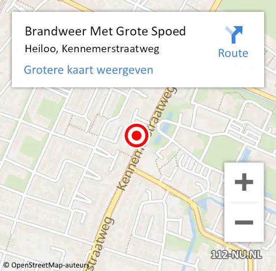 Locatie op kaart van de 112 melding: Brandweer Met Grote Spoed Naar Heiloo, Kennemerstraatweg op 7 augustus 2014 09:58