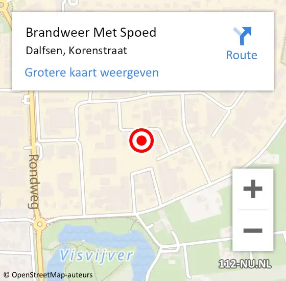 Locatie op kaart van de 112 melding: Brandweer Met Spoed Naar Dalfsen, Korenstraat op 5 december 2022 06:13