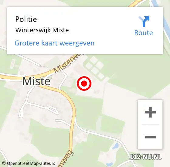 Locatie op kaart van de 112 melding: Politie Winterswijk Miste op 5 december 2022 06:44