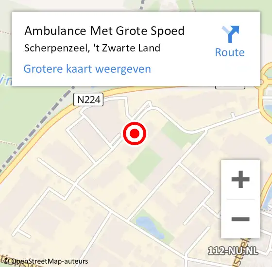 Locatie op kaart van de 112 melding: Ambulance Met Grote Spoed Naar Scherpenzeel, 't Zwarte Land op 5 december 2022 07:13