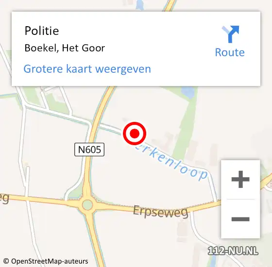 Locatie op kaart van de 112 melding: Politie Boekel, Het Goor op 5 december 2022 07:36