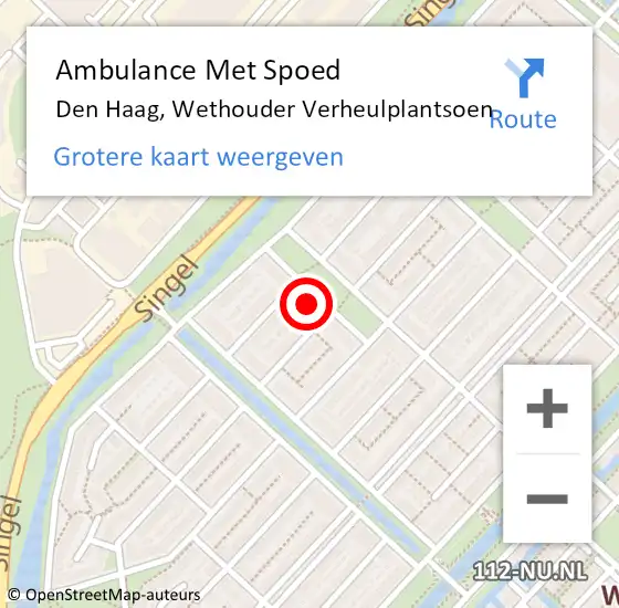 Locatie op kaart van de 112 melding: Ambulance Met Spoed Naar Den Haag, Wethouder Verheulplantsoen op 5 december 2022 07:37