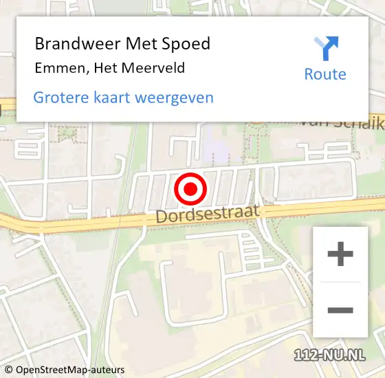 Locatie op kaart van de 112 melding: Brandweer Met Spoed Naar Emmen, Het Meerveld op 5 december 2022 07:41