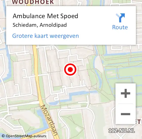 Locatie op kaart van de 112 melding: Ambulance Met Spoed Naar Schiedam, Arnoldipad op 5 december 2022 07:41