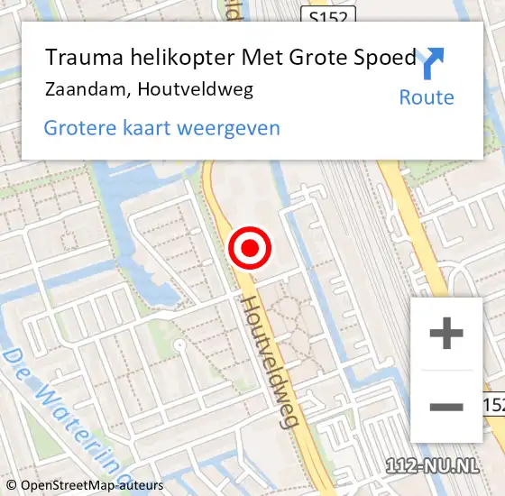 Locatie op kaart van de 112 melding: Trauma helikopter Met Grote Spoed Naar Zaandam, Houtveldweg op 5 december 2022 07:48