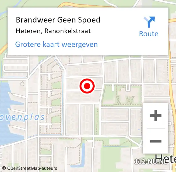 Locatie op kaart van de 112 melding: Brandweer Geen Spoed Naar Heteren, Ranonkelstraat op 5 december 2022 08:12